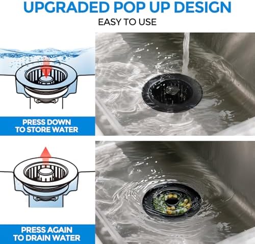 zaa 3 in 1 Kitchen Sink Drain Strainer Stopper Removable Basket Pop-Up