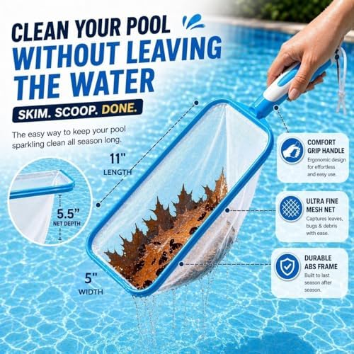 The Skimmie Swim-N-Scoop in-Pool Handheld Skimmer Net for Scooping Debris, Leaves, and Bugs While Swimming
