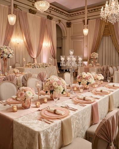Supernal 30 Pack Pre Rolled Rose Gold Plastic Silverware, Linen Napkin