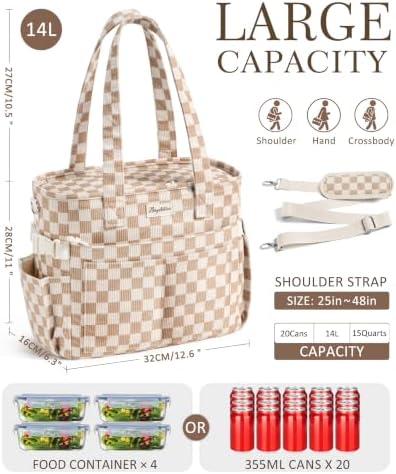 Bagstellar Corduroy Lunch Box for Women Insulated Lunch Bag Cooler Tote Bag