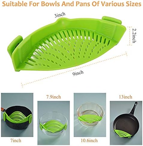 YEVIOR Clip on Strainer for Pots Pan Pasta,Silicone Food Pan Strainer