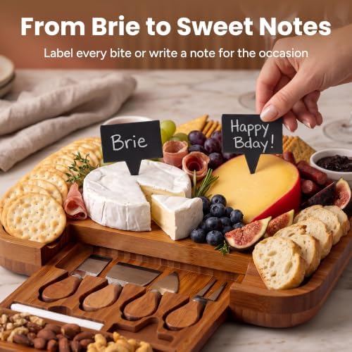 SMIRLY Charcuterie Board Set with Serving Accessories, Bamboo Brown