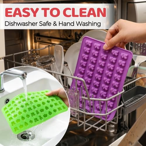 Gummy Molds, 5pcs Gummy Bear Silicone Candy Molds with 2 Droppers & 1 Brush