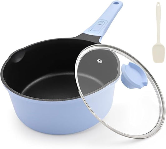 Small Sauce Pan with Lid, 1.5 Qt Saucepan with Lid, Non Stick Sauce Pan, Milk Pot & Sauce Pot & Saucepan with Pour Spout, Detachable Handle Milk Pan, Induction Compatible, Oven Safe,PFOA-Free