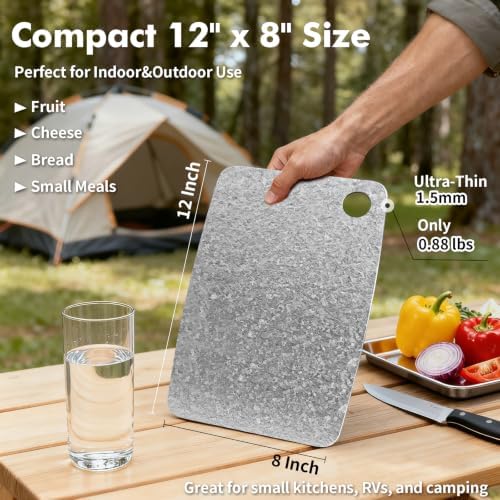 Titanium Cutting Board, Crystallized 100% Pure Titanium, 12 x 8 Inch