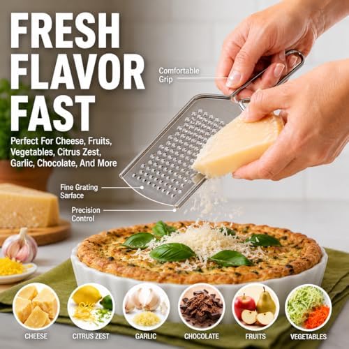 HIC Kitchen Handy Grater Zester, Japanese 420J2 Stainless Steel, Set of 2