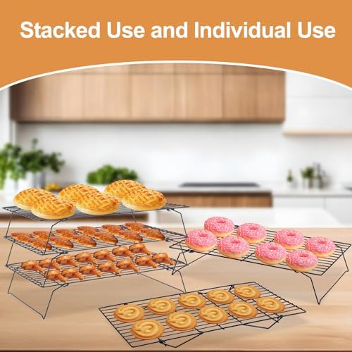 Briout Cooling Rack for Cooking Baking 3 Tiers, 16" x 10" Wire Rack, Black