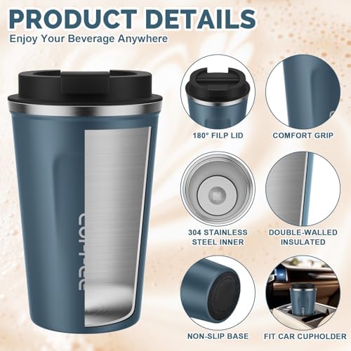CS COSDDI 12 oz Coffee Mug - Stainless Steel Coffee Cup with Leakproof Lid