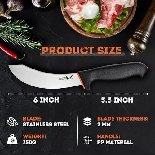 Golden Bird Professional Skinning Knife for Hunting, Meat Cutting - 6 Inch