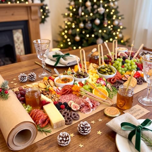 431 Pcs Charcuterie Accessories Set Grazing Table Supplies Including 19 Inch x 98 ft Butcher Paper Roll 4 Style Cocktail Picks Bamboo Tongs Charcuterie Board Buffet for Wedding BBQ Party