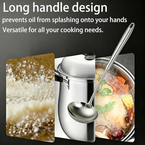 304 Stainless Steel Soup Ladle, Large Ladle with Long Hollow Handle, for Cooking, Stirring, Soup, Sauce, Dishwasher Safe (1, Soup Ladle)