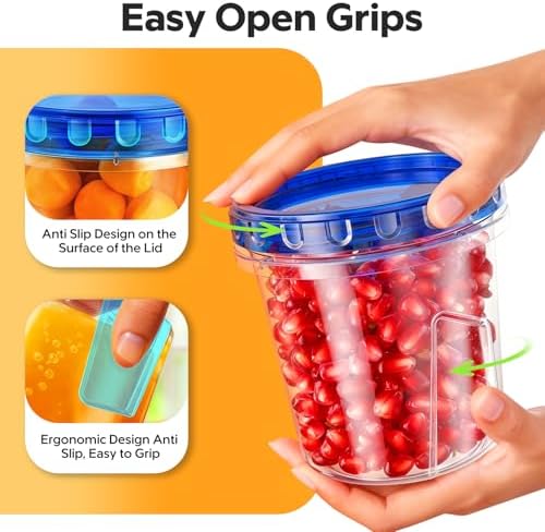 HOMETALL Freezer Storage Containers, [6 Pack-24 Oz] Airtight Plastic