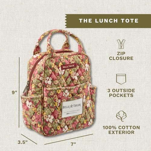 Bella Taylor Lunch Tote, Quilted Lunch Bag, Autumn Garden