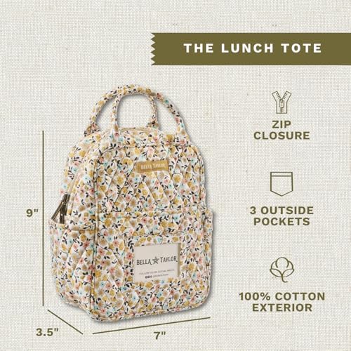 Bella Taylor Lunch Tote, Quilted Lunch Bag, Prairie Meadow