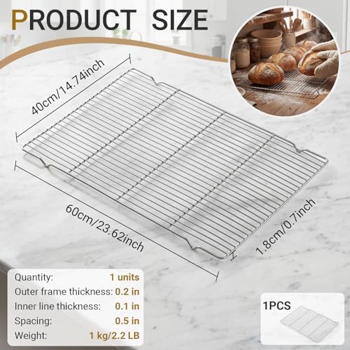 Lounsweer Cooling Racks, 24L x 16W x 1H Stainless Steel Wire Rack for Baking Sheet, Large Cookie Cooling Rack, Oven Safe Cooking Racks for Sheet Pan, Dishwasher Safe, Full Size