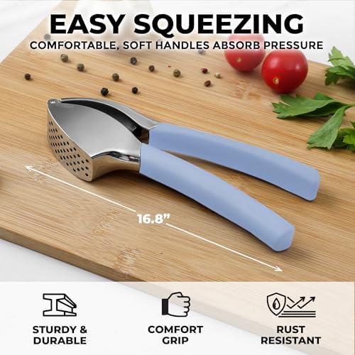 Zulay Kitchen Metal Comfort Grip Garlic Press