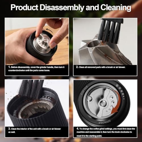 Manual Coffee Grinder, Adjustable Grinding Settings, Stainless Steel Burrs, Portable Hand-Cranked Coffee Grinder, For Espresso, Drip Filter, French Press Filter, Compact And Durable(Black)