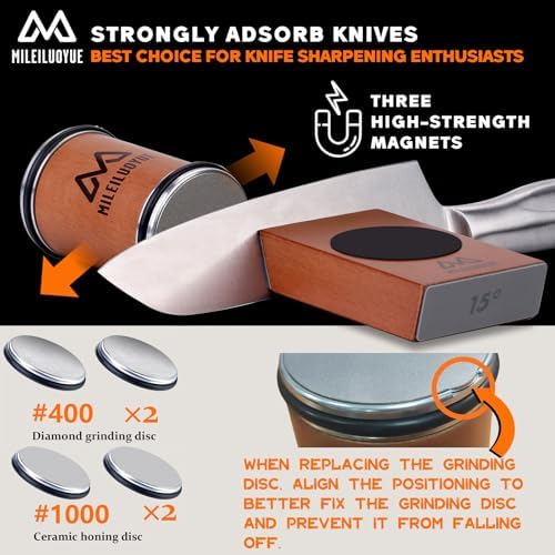 Knife Sharpener Tool Rolling Knife Sharpener Kit, Ceramic Disc Sharpeners Are Used,15°&20° Magnetic Inclination Angles Making Sharpening Easier,for Thanksgiving, Christmas