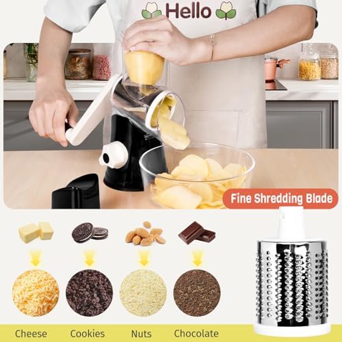 X Home Rotary Cheese Grater for Kitchen, Black