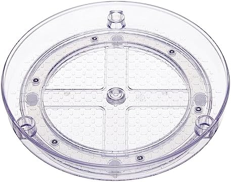 Amazon Basics Lazy Susan Turntable Organizer for Spices and Condiments, 9" Diameter, 2 Tier, Clear