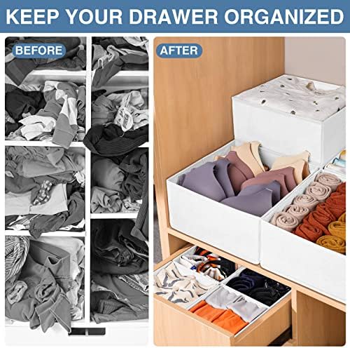 Criusia Drawer Organizer Clothes, 24 Pack Dresser Organizer Bins for Nursery Bedroom, Closet Organization and Storage Dividers for Clothing, Baby Clothes, Underwears, Socks (White)