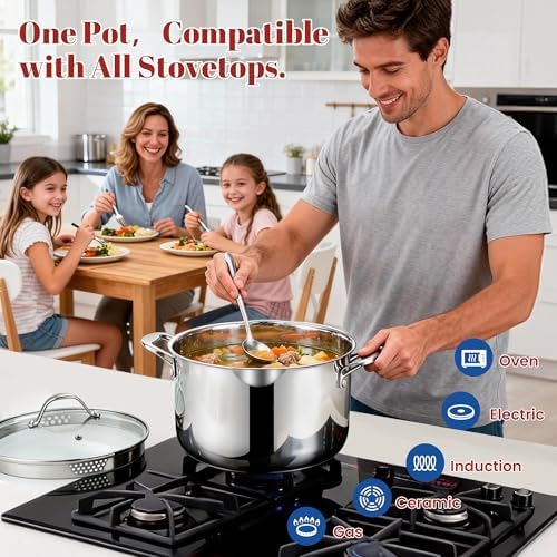 AOSION 6 Quart Deep Fryer Pot with Basket,Stainless Steel Stock Pot for Daily Family Use.