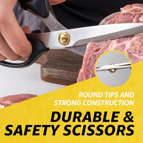 3T Stainless Blade Kitchen Scissors - 10.23in x 2Pack | Korean Barbecue Kalbi Rib Chicken Meat Cutting | Sharp Heavy Duty Multipurpose Kitchen Shears for Cutting Dishwasher Safe (GG130, Black)