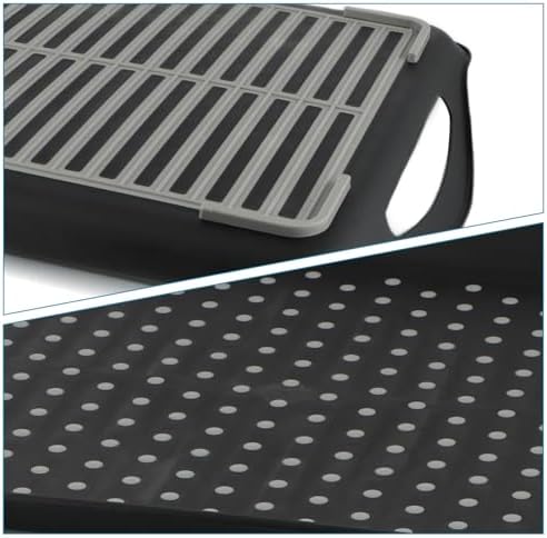 MDLUU Non-Slip Serving Tray with Handles, Food Serving Platter, Set of 2, Black