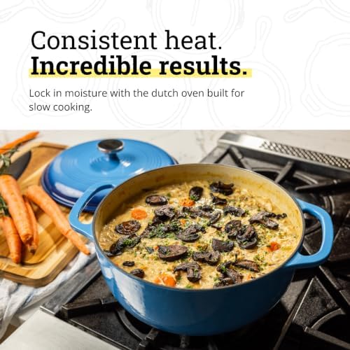 Lodge Essential Enamel Cast Iron Dutch Oven, 7.5 Quart, Caribbean Blue