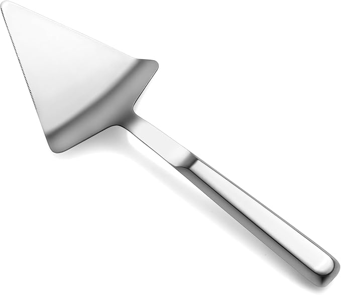 New Star Foodservice Hollow Handle Notched Serving Spoon (Silver, Wide Cake Server (12.25-Inch))