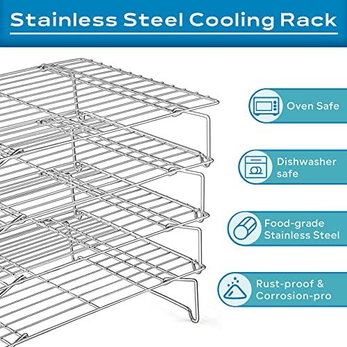 Leonyo 4-Tier 15x10IN Cookie Cooling Rack for Cooking Stackable Collapsible