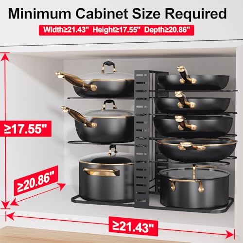 MUDEELA 8-Tier Lightweight Pots and Pans Organizer under Cabinet, 14.55" H