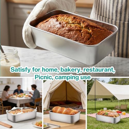 8 Pack Loaf Pan 8.5x5.7 Inch Stainless Steel Bread Loaf Pans for Baking, Silver Bread Tins for Baking Breads, Sourdough, Brownies and Pound Cakes, Dishwasher Safe