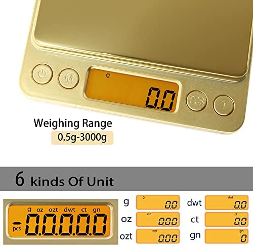 Fuzion Small Gram Scale 3000g, Digital Kitchen Food Scale, Gram and Ounce