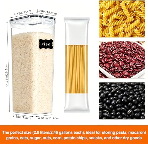 4pk 2.8L Airtight Containers, Clear Stackable Dry Food Storage