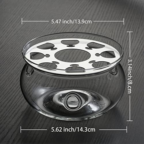 CnGlass Universal Glass Teapot Warmer,Handcrafted with Heat Proof & Lead-Free Glass Tealight Warmer 5.3 in/13.5cm diameter (Candle not Included)