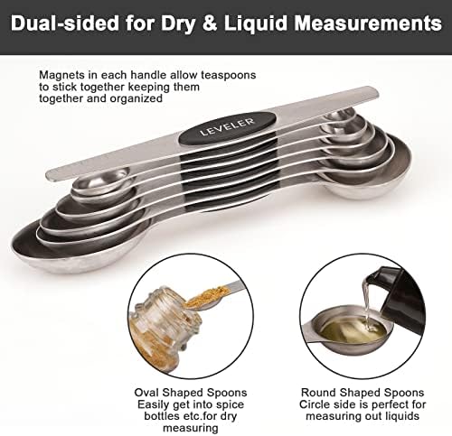 Aovchei 7 PCS Black Magnetic Measuring Spoons Set