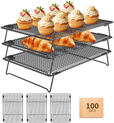 3-Tier Cooling Racks for Cooking and Baking, 17"x11" Heavy Duty