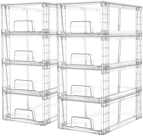 Vtopmart 8 Pack Stackable Clear Drawer with Dividers