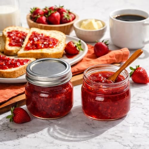 ComSaf 8 oz Square Mason Jars, 6 Pack Small Regular Mouth Jars with Lids