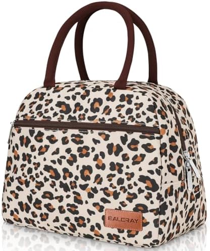 BALORAY Lunch Bag for Women Men Adult Lunch Box (Zipper Leopard), M
