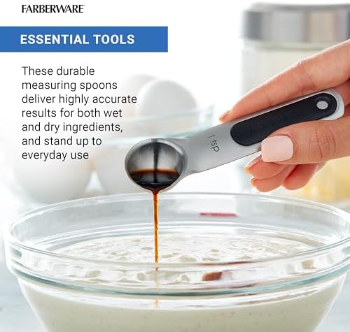Farberware Professional Stainless SteelMeasuring Spoons Precision and Ease in Every Scoop, Features Magnetic Handles for Easy Storage, Dishwasher Safe