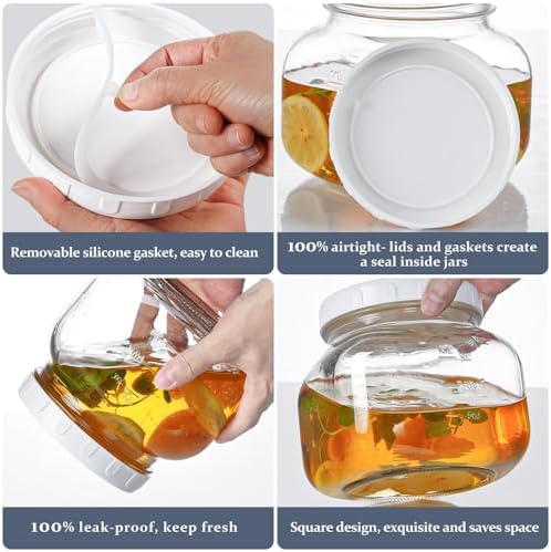 0.6Gal Airtight Glass Jar with Lid, Wide Mouth Mason Jar for Storage, 2 Pcs