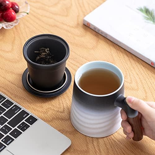 ZENS Tea Mug with Infuser and Lid for Loose Leaf Tea Steeper, 12oz White