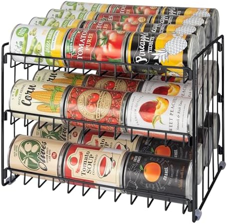 Kitchen Details 3 Tier Can Storage Organizer Rack in Black