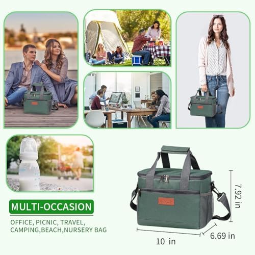 iknoe Insulated Lunch Bag, Foldable 8.5L Cooler Bag for Men & Women, Lunch Box