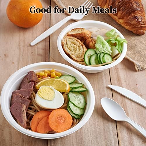 ECOLipak 500 Pack 12 oz Paper Bowls Disposable, Compostable Bowls, White
