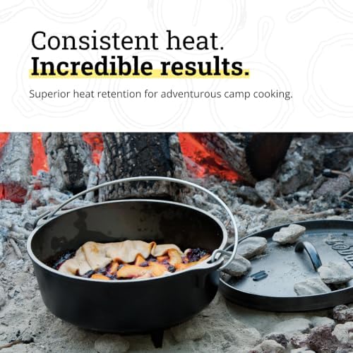 Lodge Pre-Seasoned Cast Iron Deep Camp Dutch Oven with Lid, 4 Quart