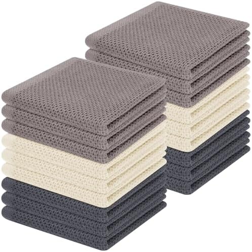 Homaxy 100% Cotton Waffle Weave Kitchen Dish Cloths 18-Pack, Mixed Color