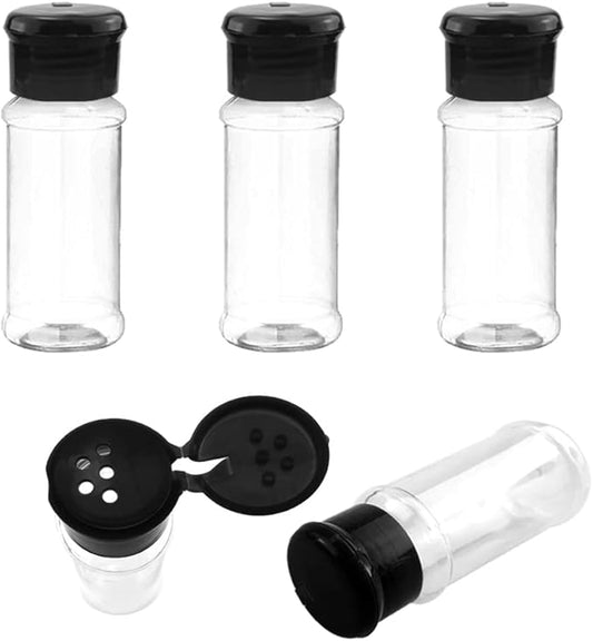 3 OZ Plastic Spice Jars Bottles with Black Sifter Caps Seasoning Jars Set Shaker Lids for Condiment Storing Spice